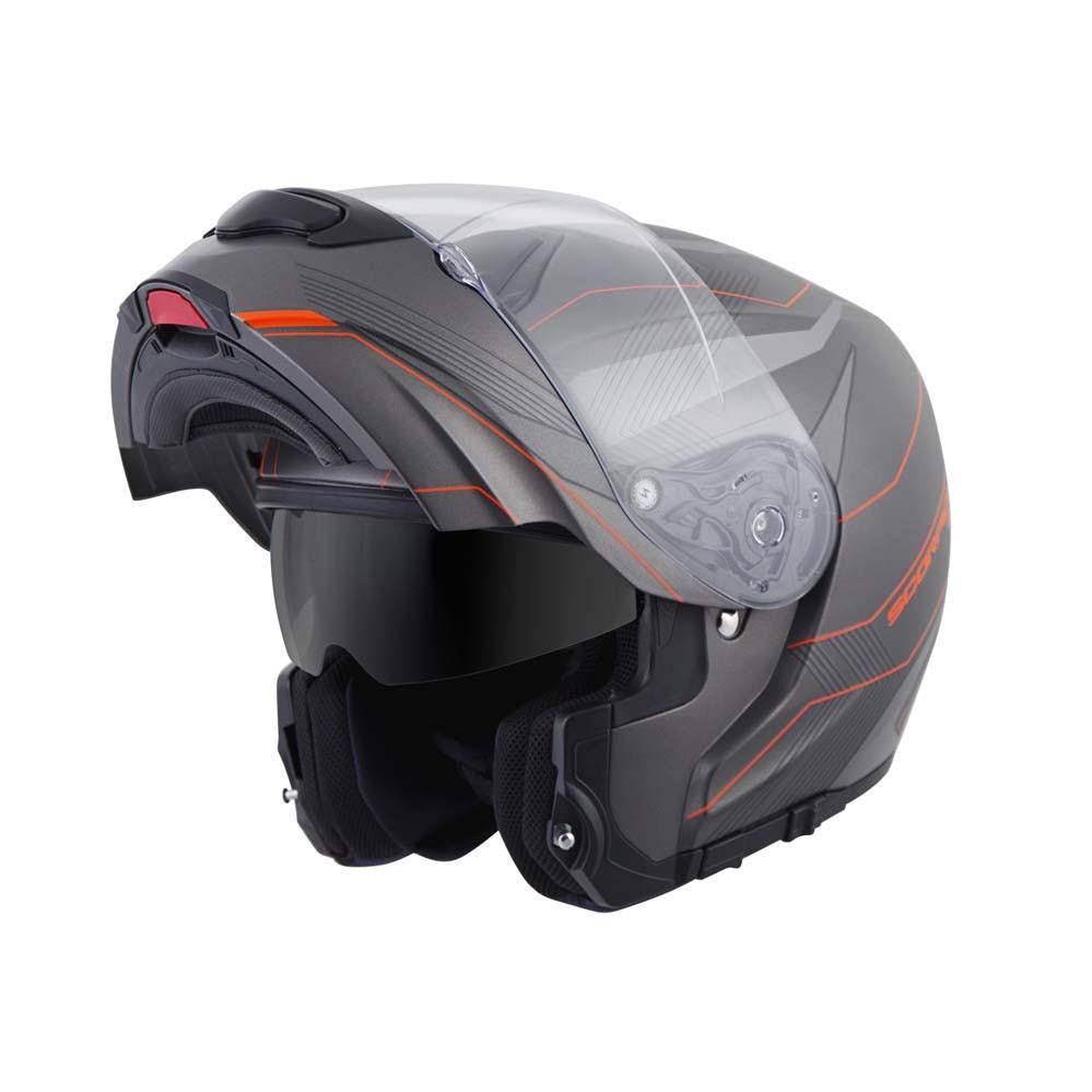 Scorpion EXO-GT3000 Modular Sync Helmet Grey Orange Size Large