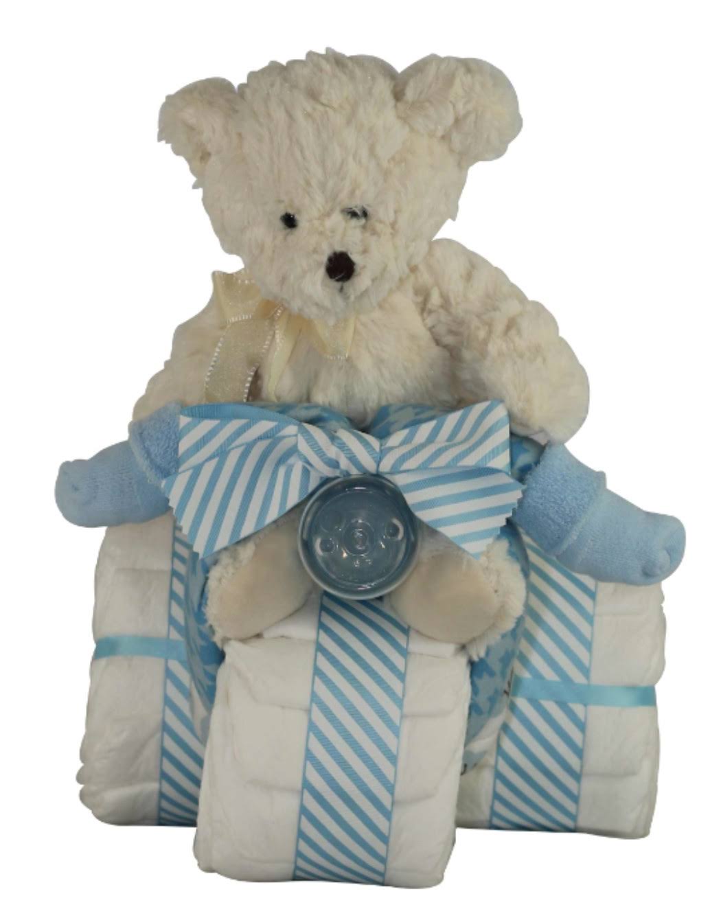 White Bear on Bike Diaper Cake