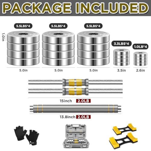 PHOEROS Adjustable Dumbbell Set - 44/66/88 LBS weights set, Dumbbell Barbell 3 in 1