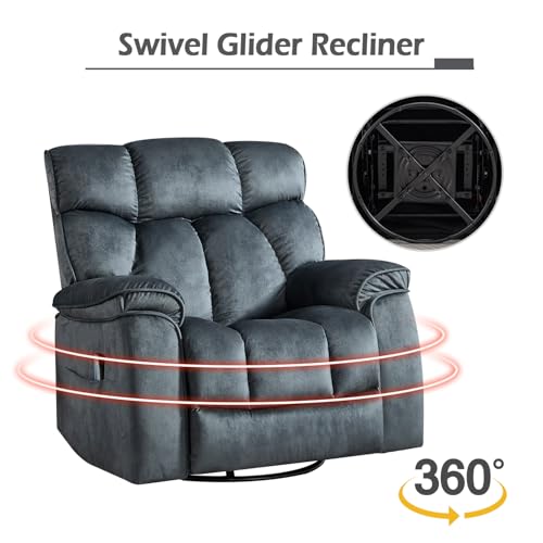 INZOY Massage Swivel Rocker Recliner with Heat and Vibration, Manual Rocking Recliner Chair with Vibrating Massage