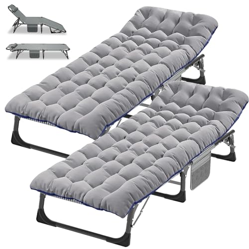 DoCred Folding Camping Cot with Mattress, 2 Pack Heavy Duty Folding Cot for Adults, Portable Sleeping Cot Bed Adults Outdoor Bed with Carry Bag