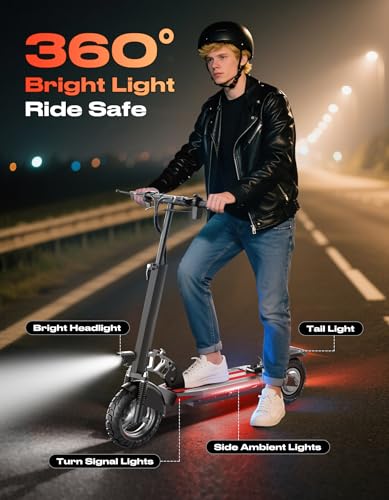 Electric Scooter Adults, 1500W Peak Motor, 30MPH Top Speed Electric Scooter with Seat, 45 Miles Range, 10" Off Road Tires Scooter, Dual Suspesnsion