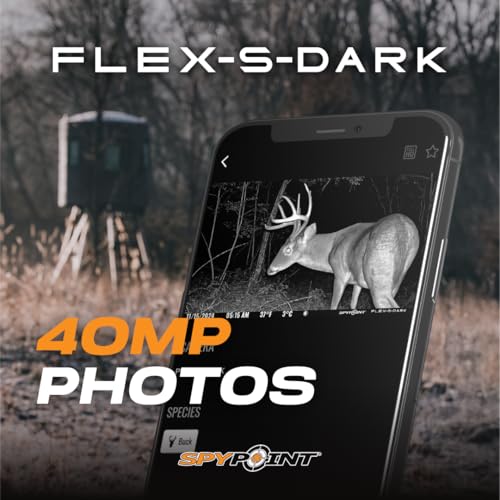 SPYPOINT Flex-S-Dark Solar Cellular Trail Camera – Built-in Solar Panel, 40MP Photos, 1080p Videos + Sound, No-Glow Game Camera, Night Vision