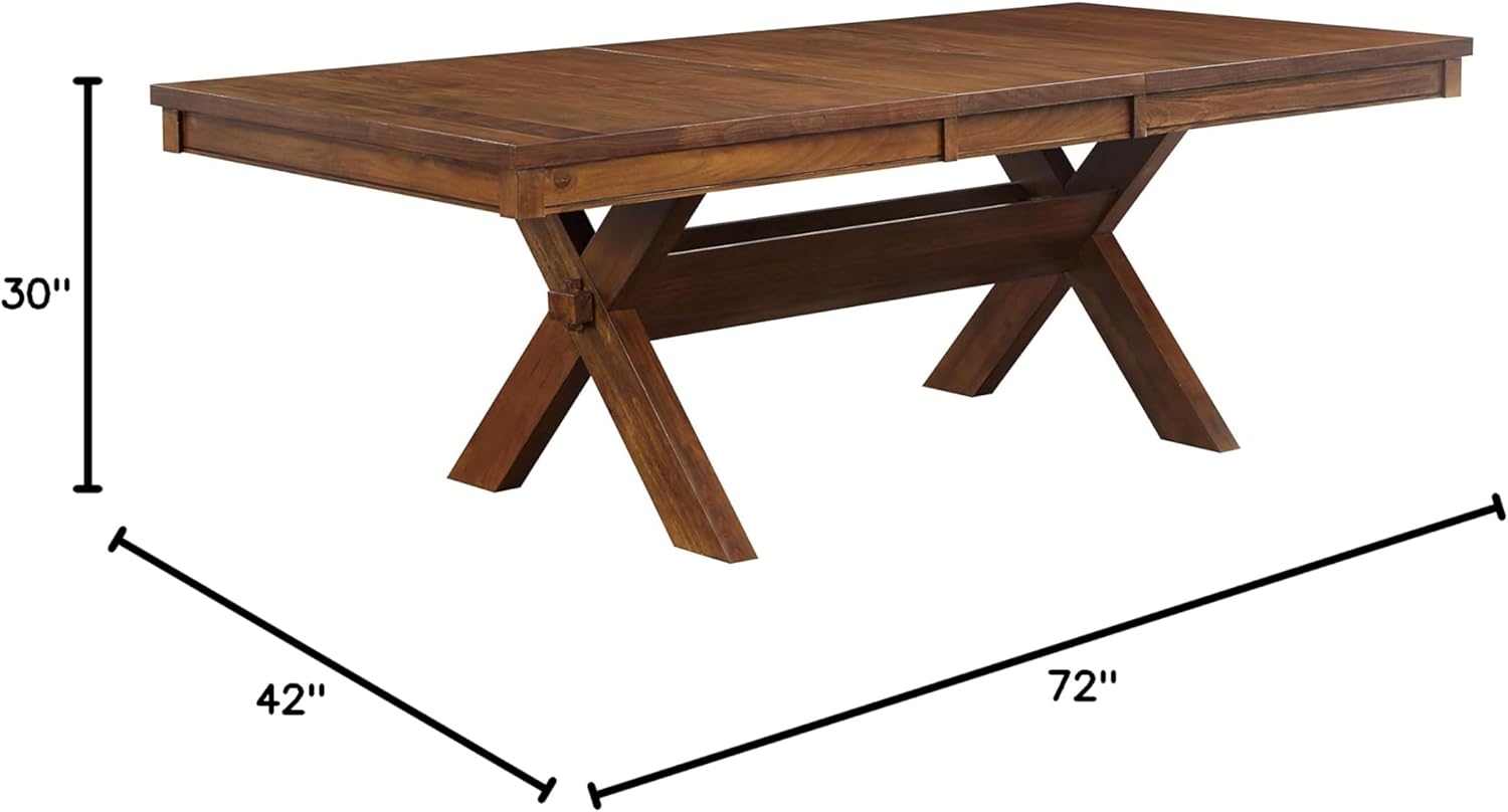 Transitional Walnut Dining Table with Butterfly Leaf, Rectangular Trestle