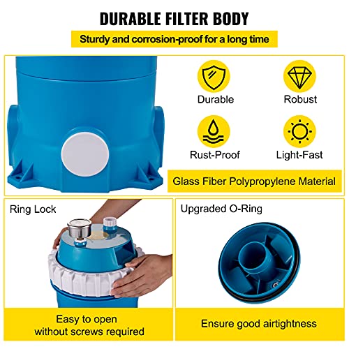 VEVOR Cartridge Pool Filter, 50-525Sq. Ft Filter Area Inground Pool Filter