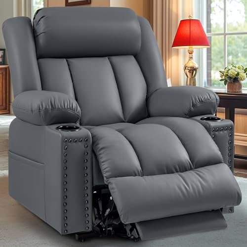 Triple Motor Large Power Lift Recliner Chair for Elderly with Heat and Massage, Lay Flat Lift Chairs for Seniors Infinite Position, Extended Footrest