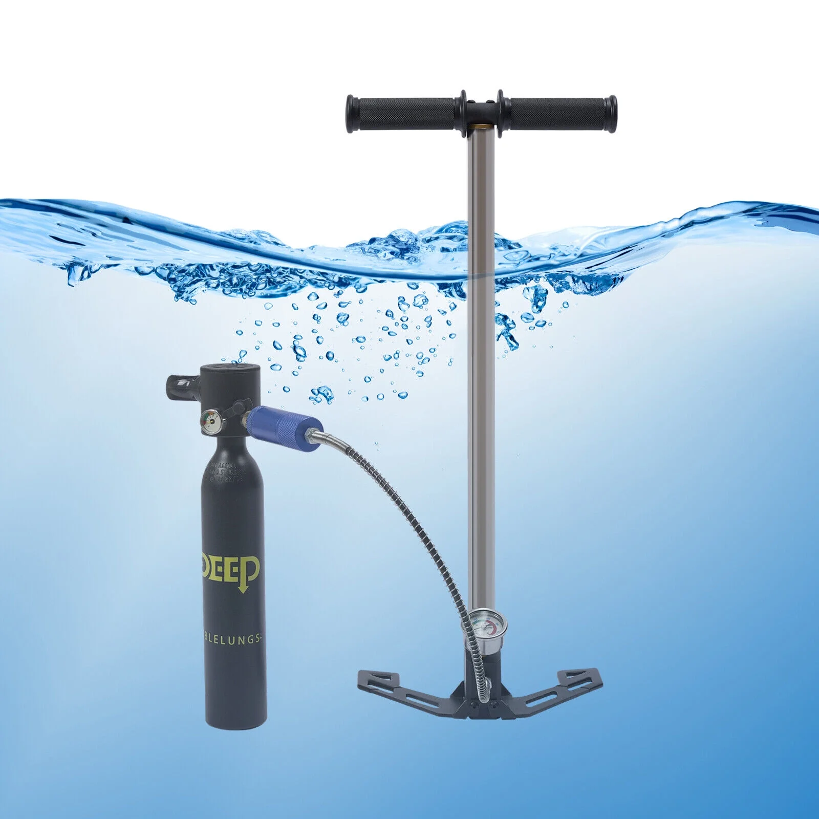 4500Psi Mini Scuba Diving Case Kit 0.5L Oxygen Tank Pump Equipment Underwater Breath