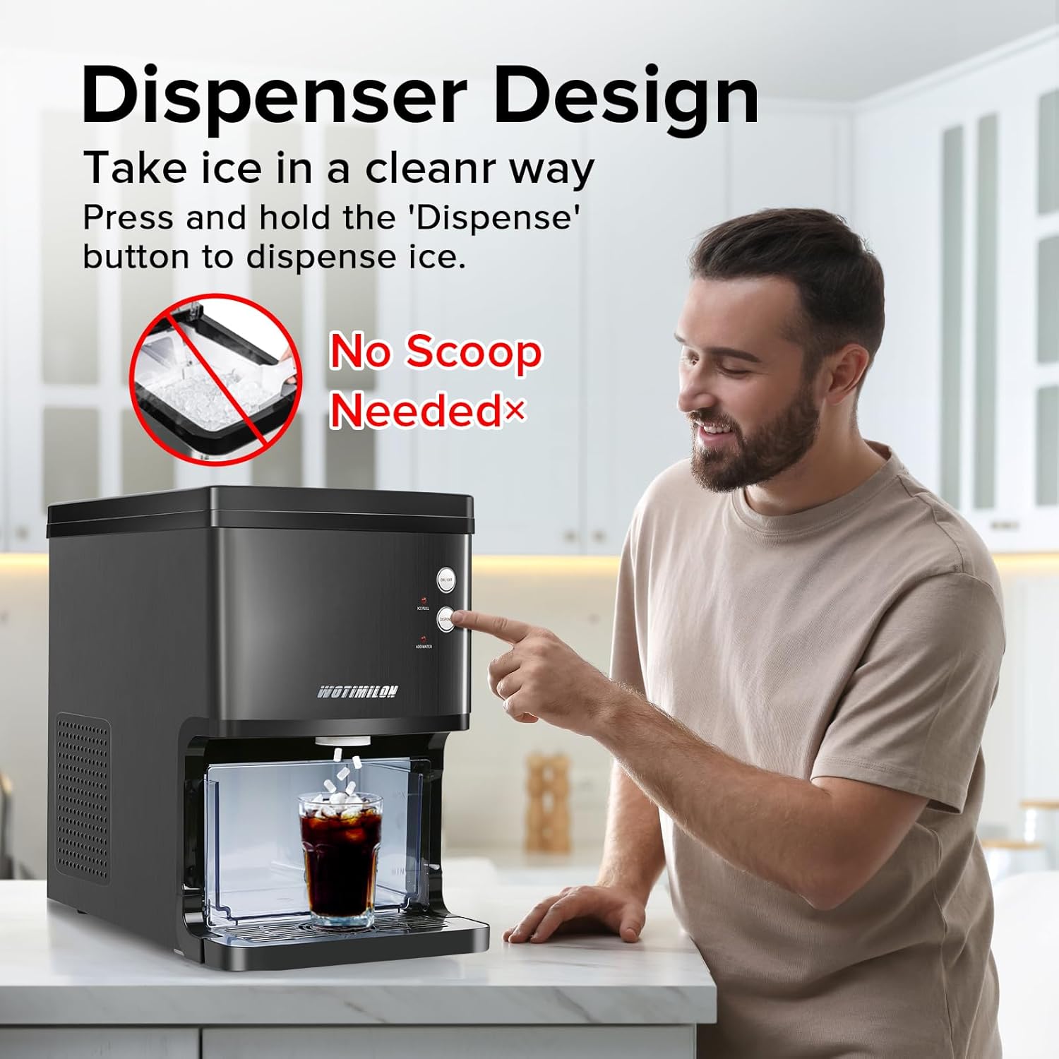 Nugget Ice Maker Countertop, Pebble Ice Maker Machine Pellet Sonic Ice Maker Dispenser Portable for Home/Kitchen/Office, Soft Chewable Ice