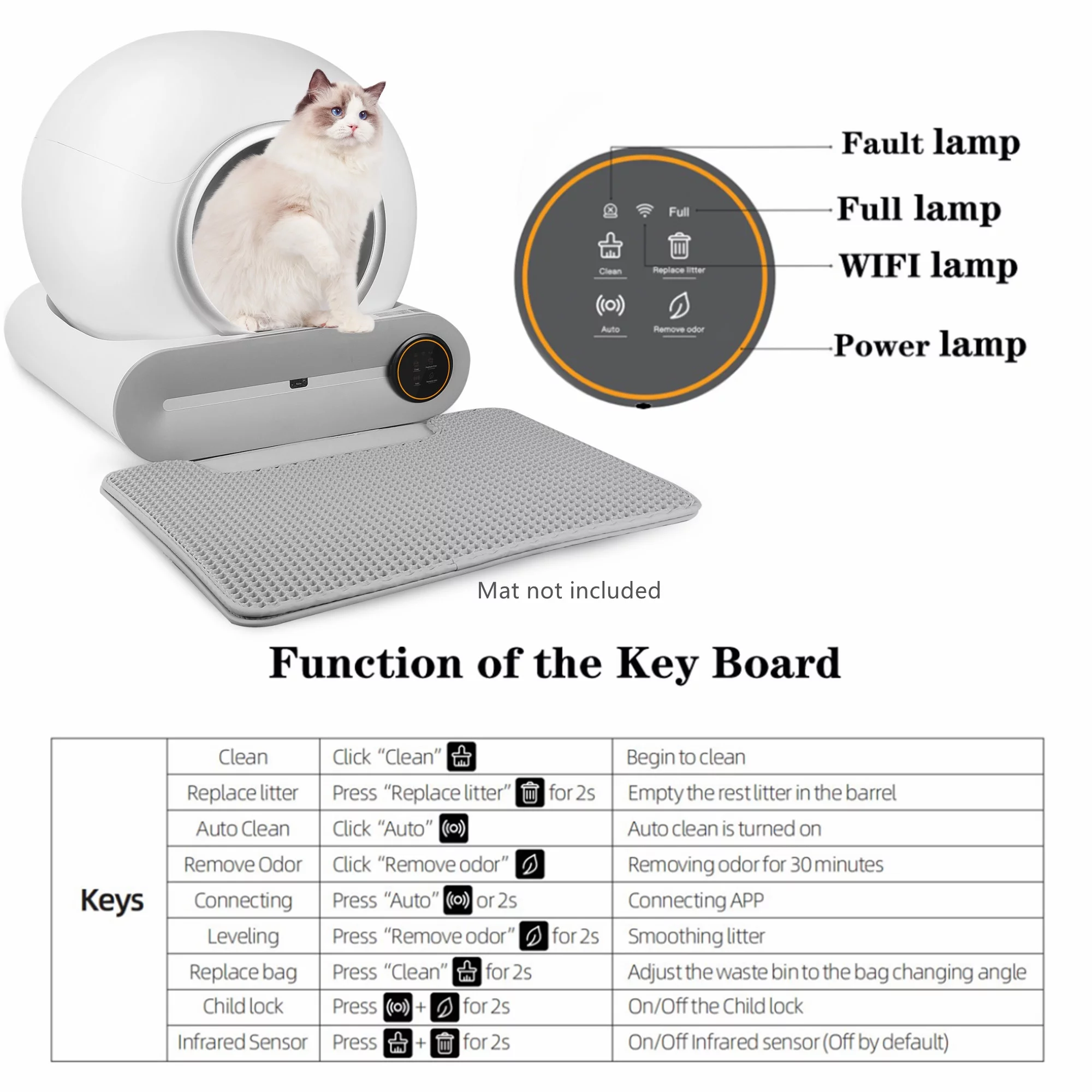 TAKOYI Self Cleaning Litter Box, Automatic Cat Litter Box with App Control Support, Integrated Safety Protection Smart Auto Cat Litter Box with Liner