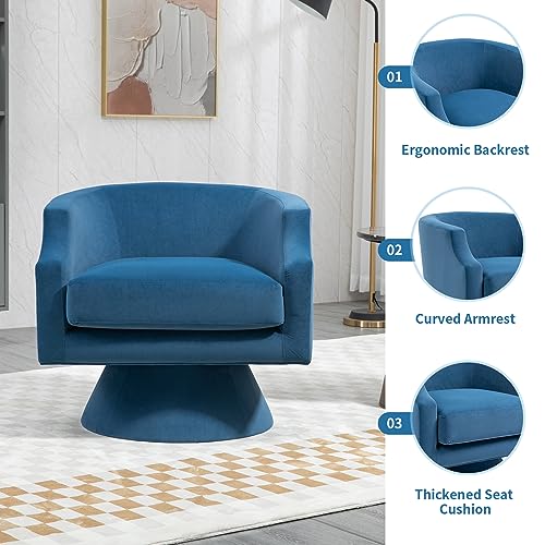 360 Degree Swivel Barrel Chair, Round Accent Sofa Chair with Wide Upholstered, Comfy Velvet Swivel Club Armchair for Living Room, Bedroom