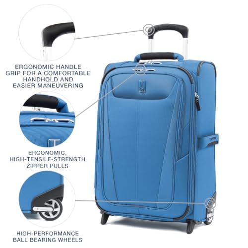 Travelpro Maxlite 5 Softside Expandable Upright 2 Wheel Carry on Luggage, Lightweight Suitcase, Men and Women, Burgundy, Carry On 22-Inch