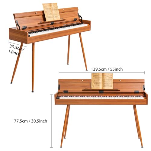 88 Key Weighted Digital Piano - Wooden Desk Electric Piano Transforms Between Desk and Vanity - Progressive Hammer-Action Keyboard
