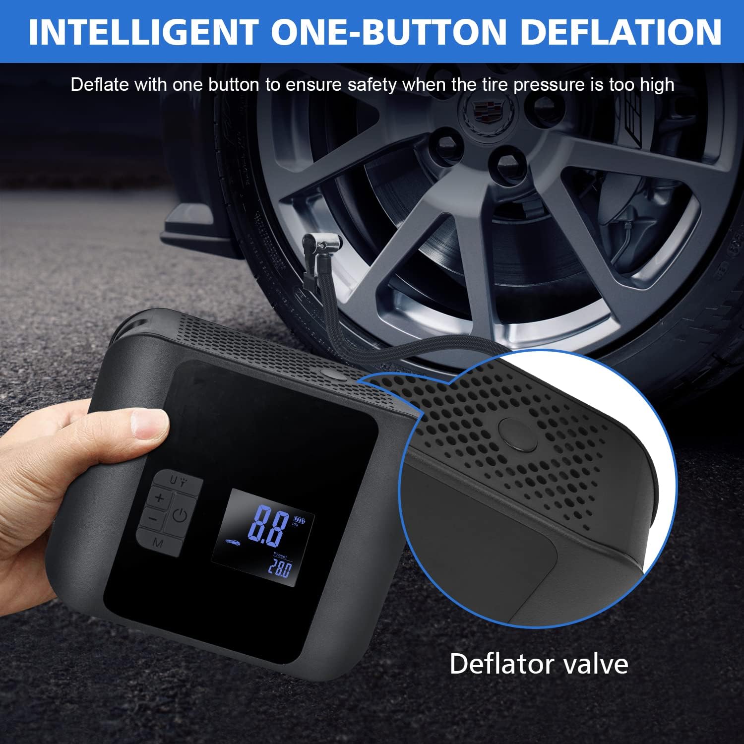 KGDJS Tire Inflator Portable Air Compressor, Electric Air Pump for Car Tires
