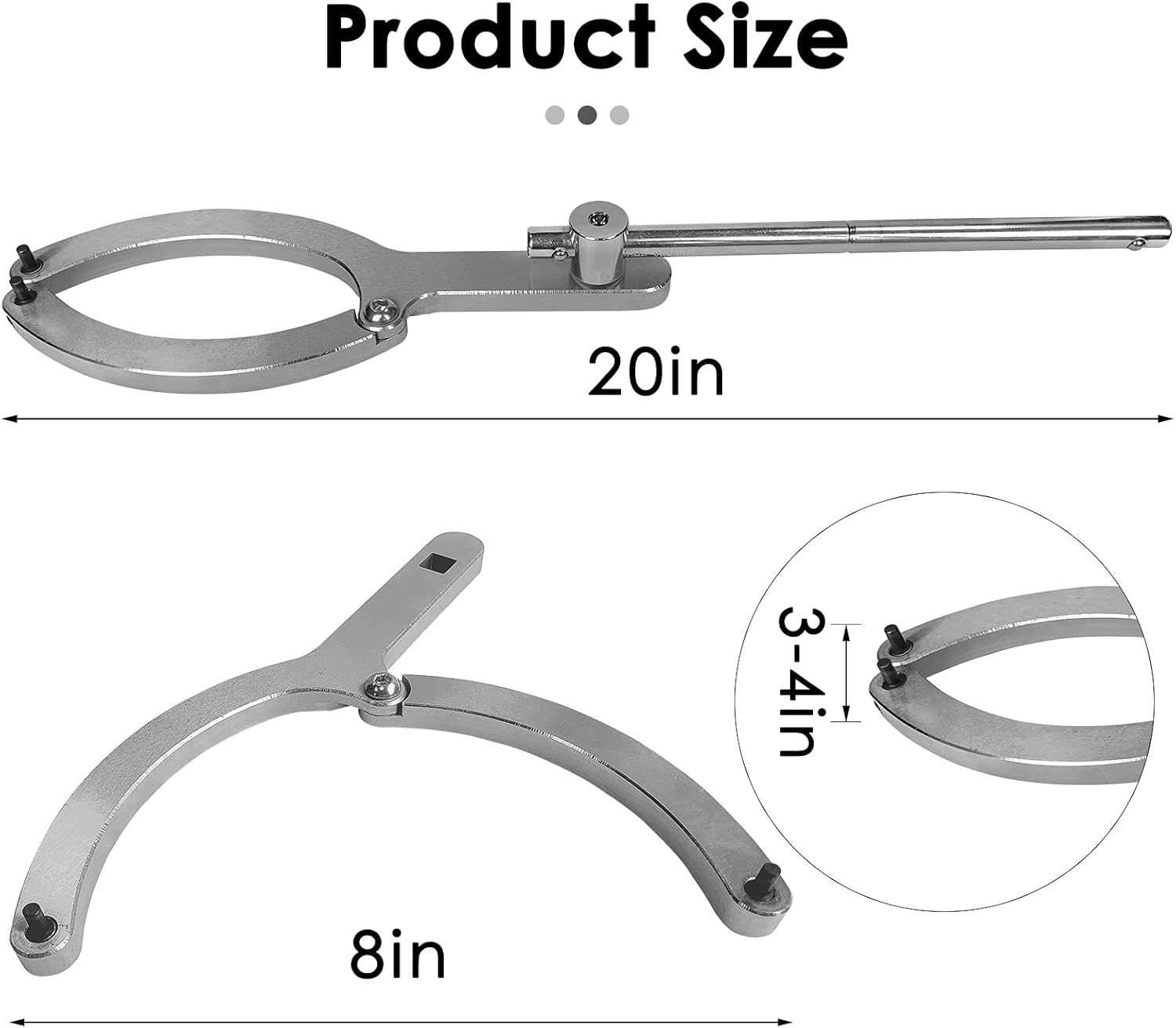 BZBMGMO Full Size Variable Pin Spanner Wrench and Adjustable Gland Nut Wrench(Adjustable From 3/4"to 8" )，The Second Batch of Pin Improvements Pack