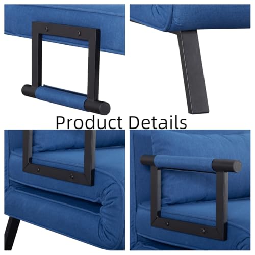 3 in 1 Sleeper Sofa Bed, Futon Sofa Bed for Living Room with Side Pocket, Black Sleepers Sofa Couch with Pullout Bed