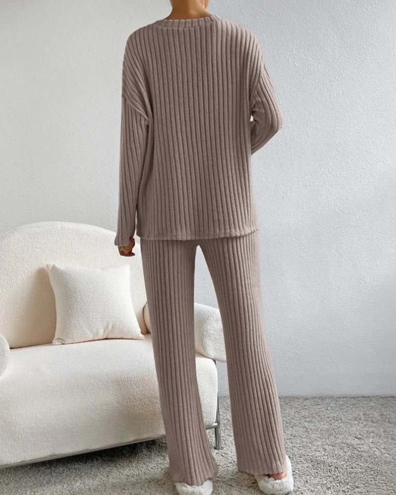 Soft V-Neck Two-Piece Lounge Set