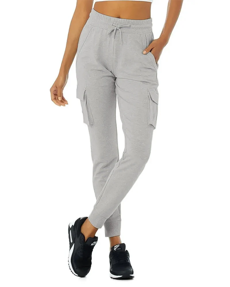 Women's Loose Fit Fleece Jogger Sweatpants with Velcro Cargo Pockets