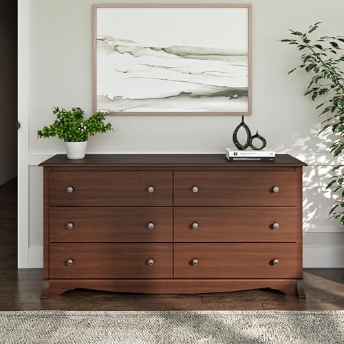 Prepac Double Drawer Dresser and Three Drawer Nightstand Rustic White Bedroom Collection