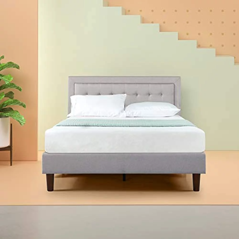 Zinus Dachelle Upholstered Platform Bed Frame Mattress Foundation Wood Slat Support No Box Spring Needed Easy Assembly Queen