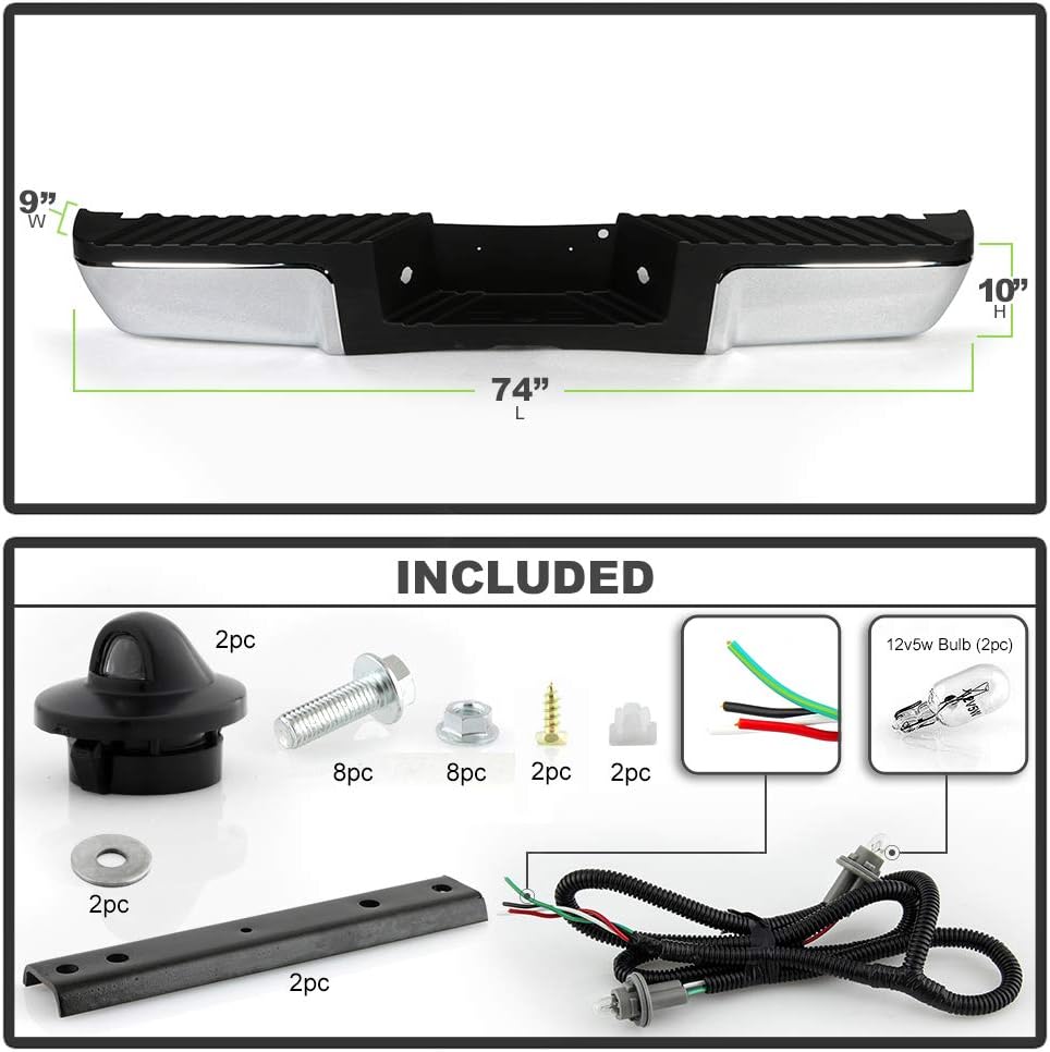 ACANII - For 2008-2012 Ford F250 F350 SuperDuty Pickup Chrome Steel w/o Sensor Holes Complete Rear Step Bumper Assembly