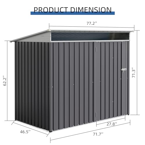 JYQAQA 5x3 FT Outdoor Garden Storage Shed, Waterproof Metal Garden Sheds with Window and Lockable Double Door