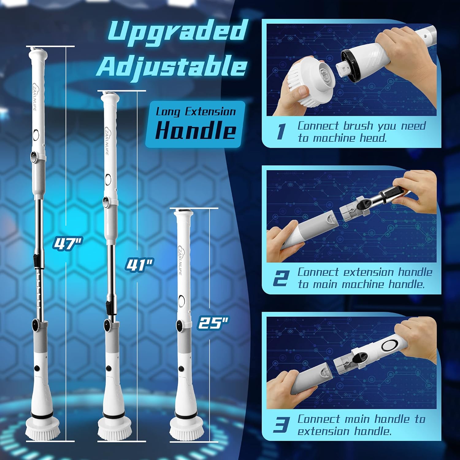 Shower Cleaning Brush, Electric Spin Scrubber, Cordless Shower Scrubber for Cleaning, Tub and Tile Power Scrubber