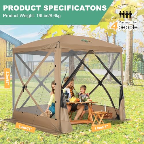 COBIZI 12x12ft Pop up Gazebo Screen Tent Screen House for Camping, Camping Outdoor Screened Gazebo, Canopy Tent