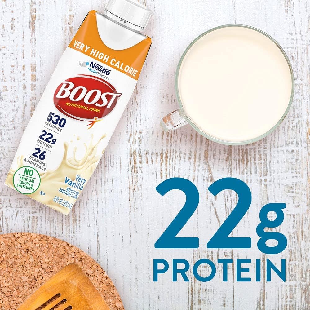 Boost Very High Calorie Complete Nutritional Drink, Very Vanilla, 8 Fl Oz (Pack of 24) Pack of 2