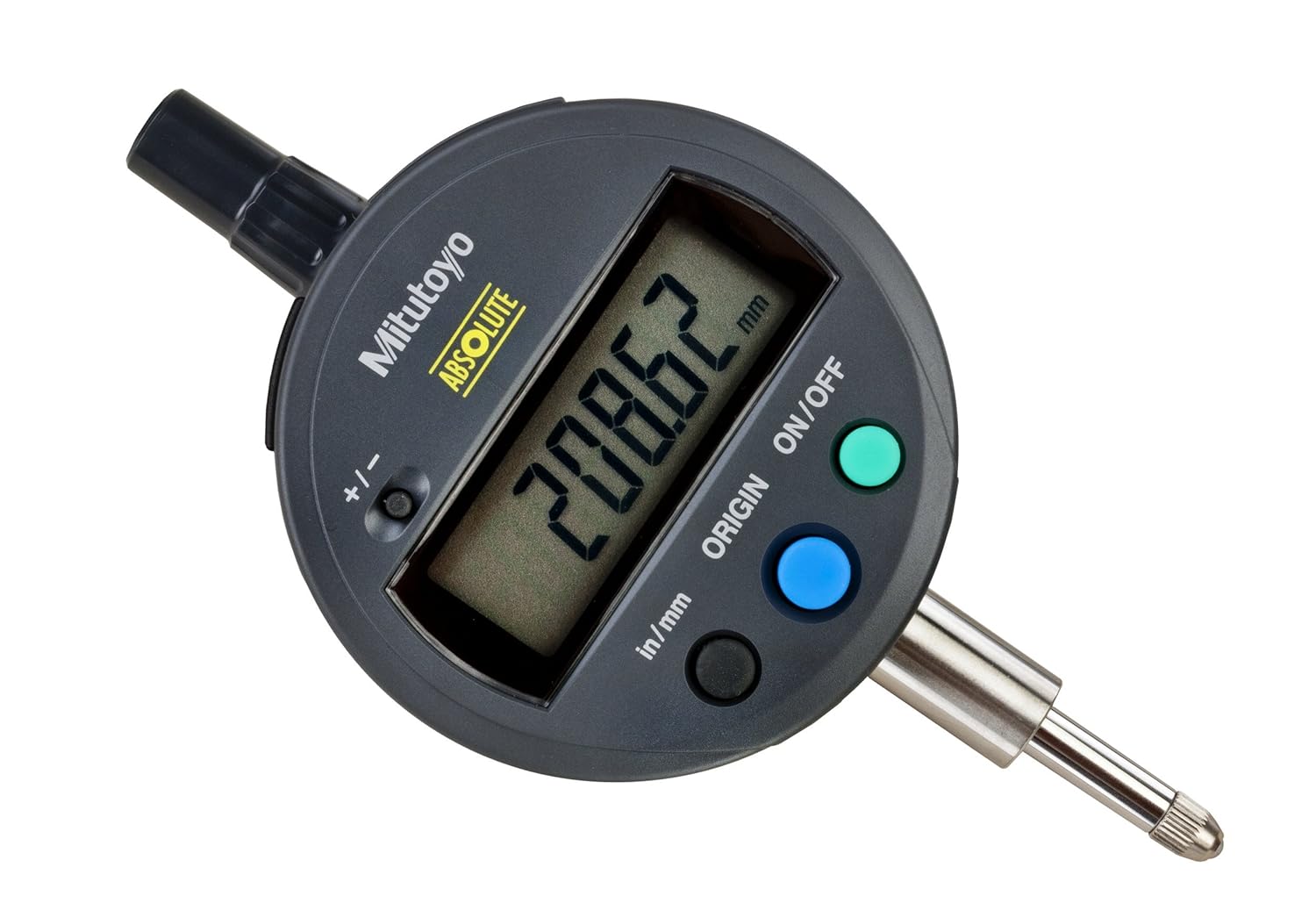 Mitutoyo 543-783B Absolute Digimatic Indicator, ID-S-Type, Flat Back, #4-48 UNF Thread, 3/8 Stem Dia., 0-0.5 Range, 0.0005 Resolution