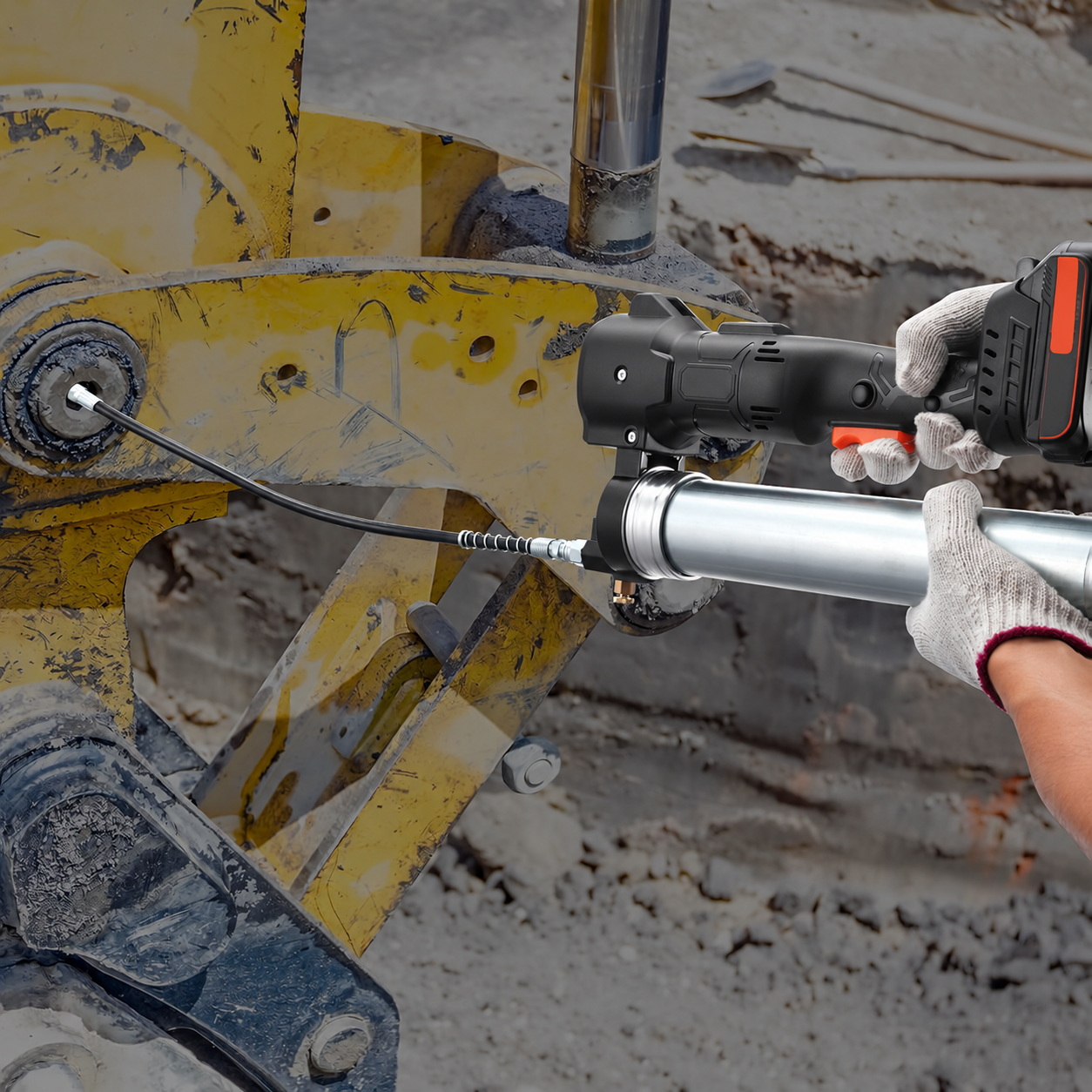 Cordless Grease Gun, 20-Volt, 10,000 PSI, 39" Long Hose, Electric Grease Gun Kit Professional High Pressure Battery Powered Grease Gun with Carrying Case, Battery and Charger Included, Black