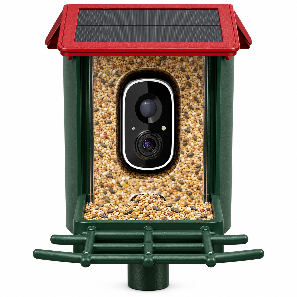Red / 2K bird feeder, front SKU identification view