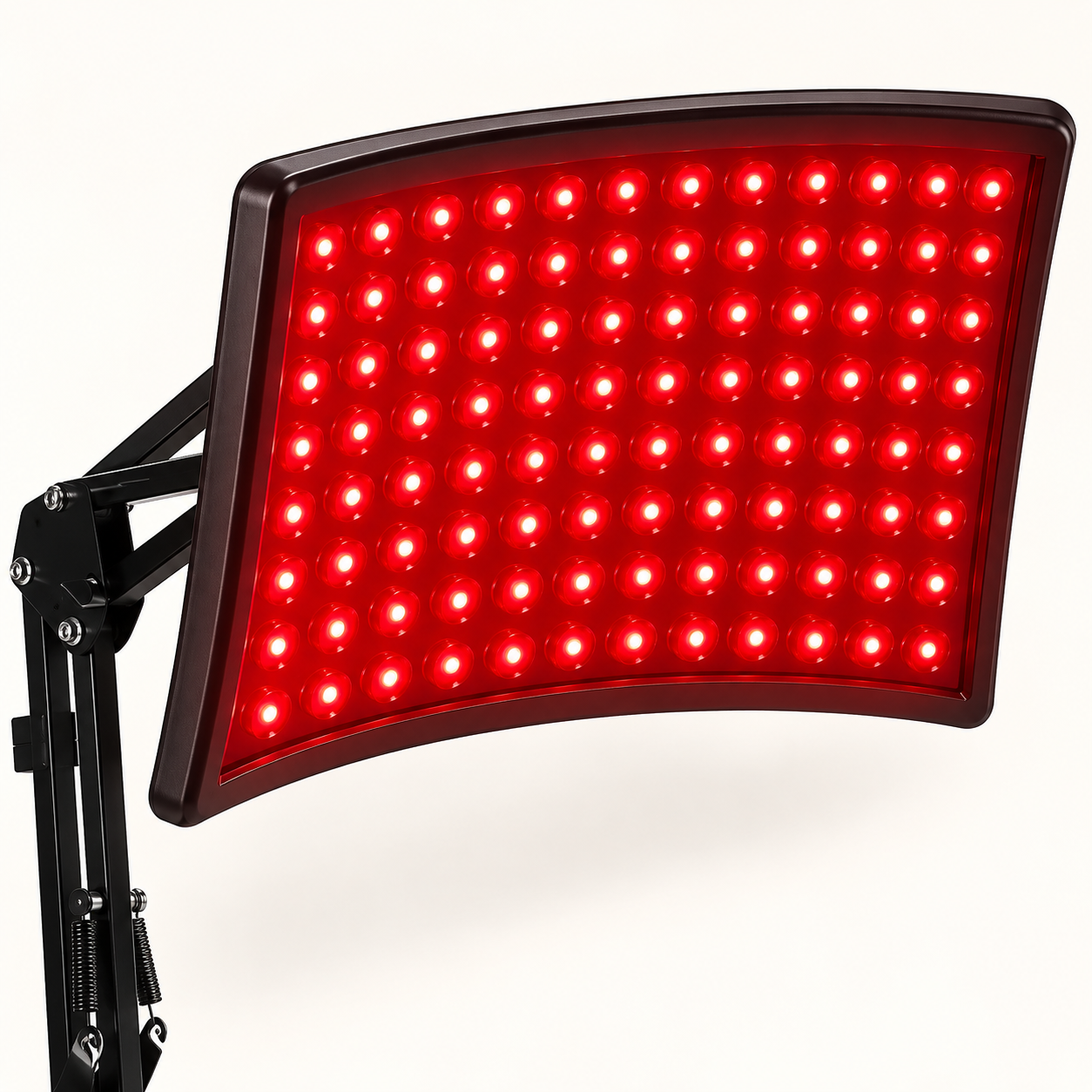 Close view of the curved panel and illuminated LED lenses