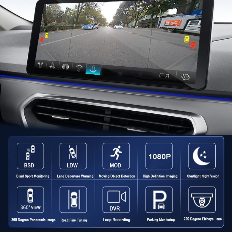3D 360° Surround View Car Camera System with 7-Inch Monitor