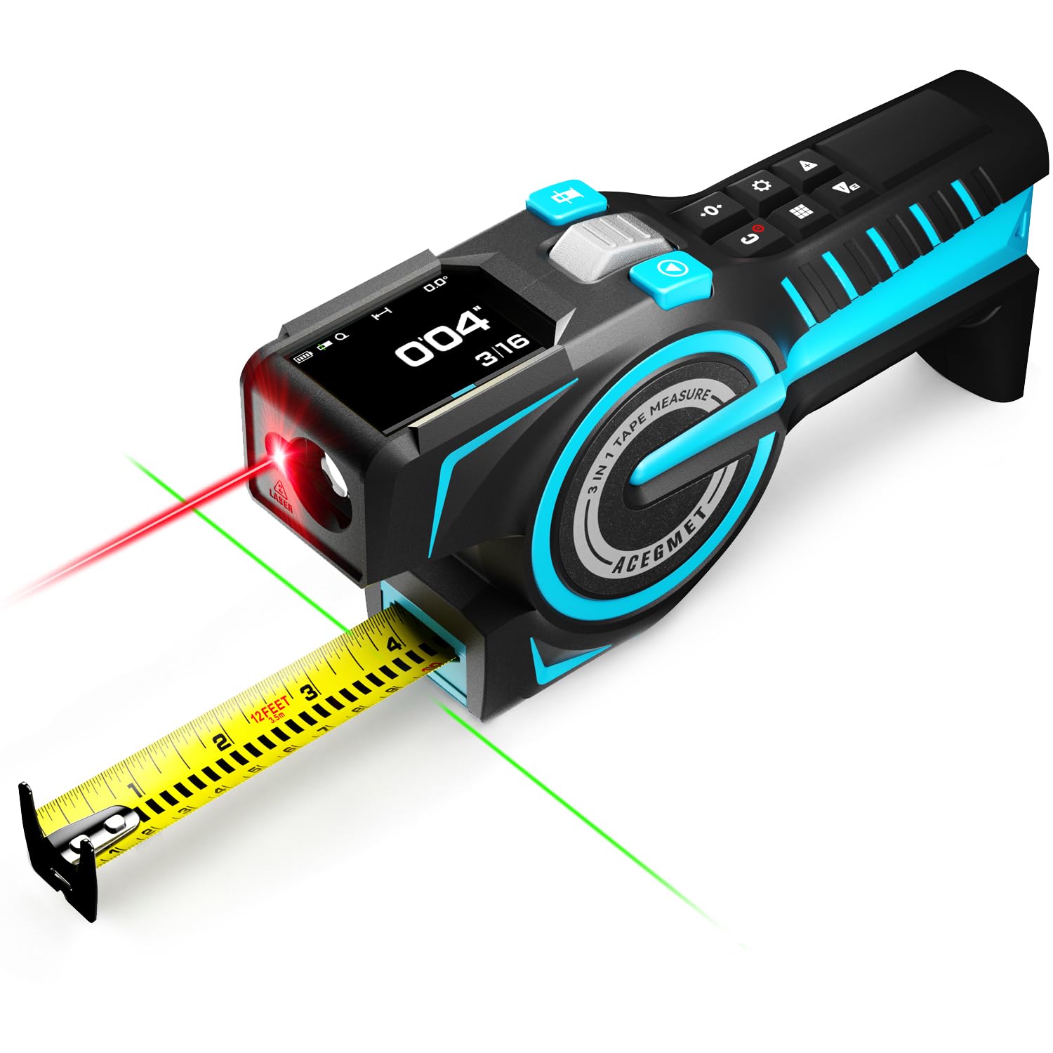 3-in-1 Smart Digital Tape Measure with 330FT Laser & App Sync