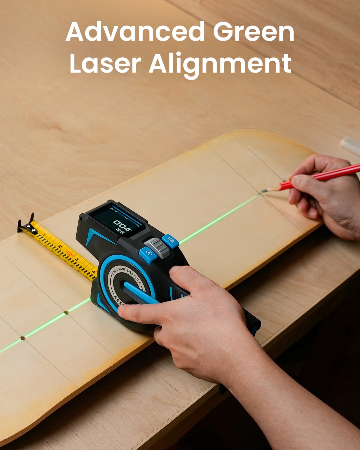 3-in-1 Smart Digital Tape Measure with 330FT Laser & App Sync