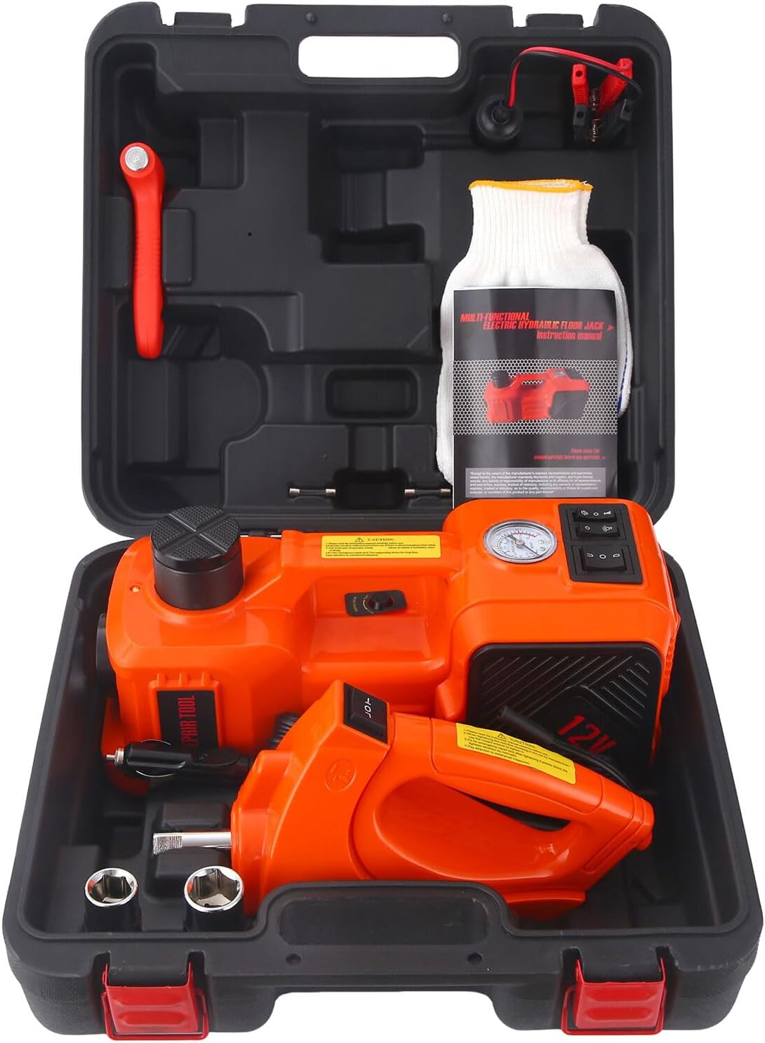 5-Ton 12V Electric Hydraulic Car Jack Kit with Tire Inflator & Impact Wrench