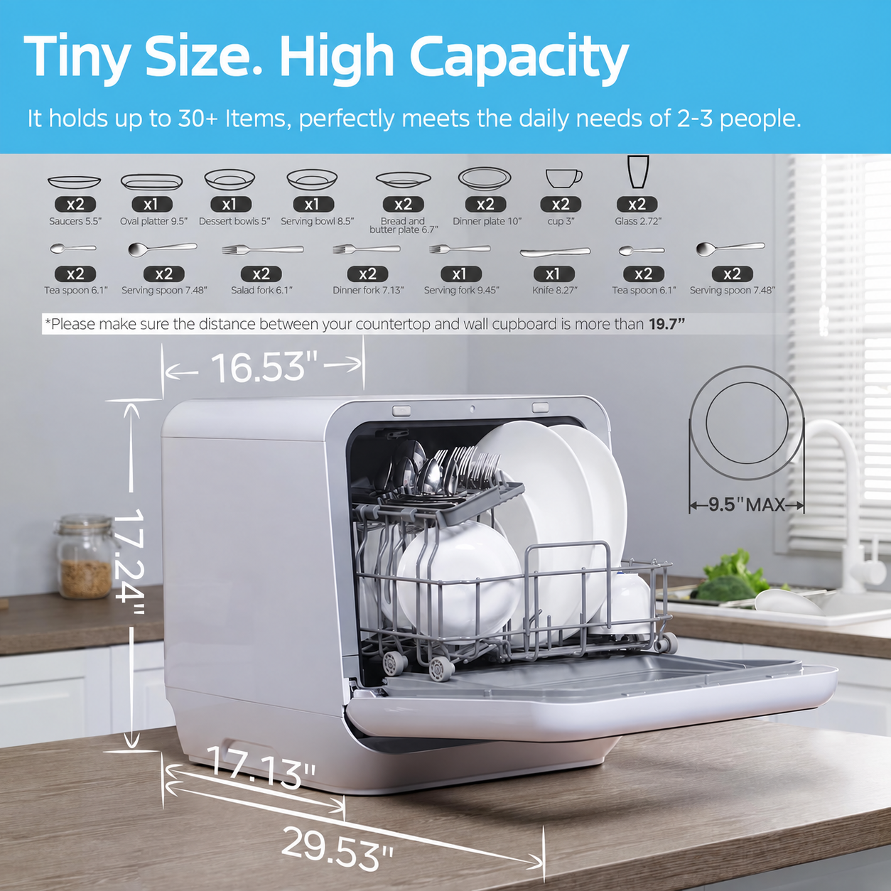 Portable compact automatic dishwasher