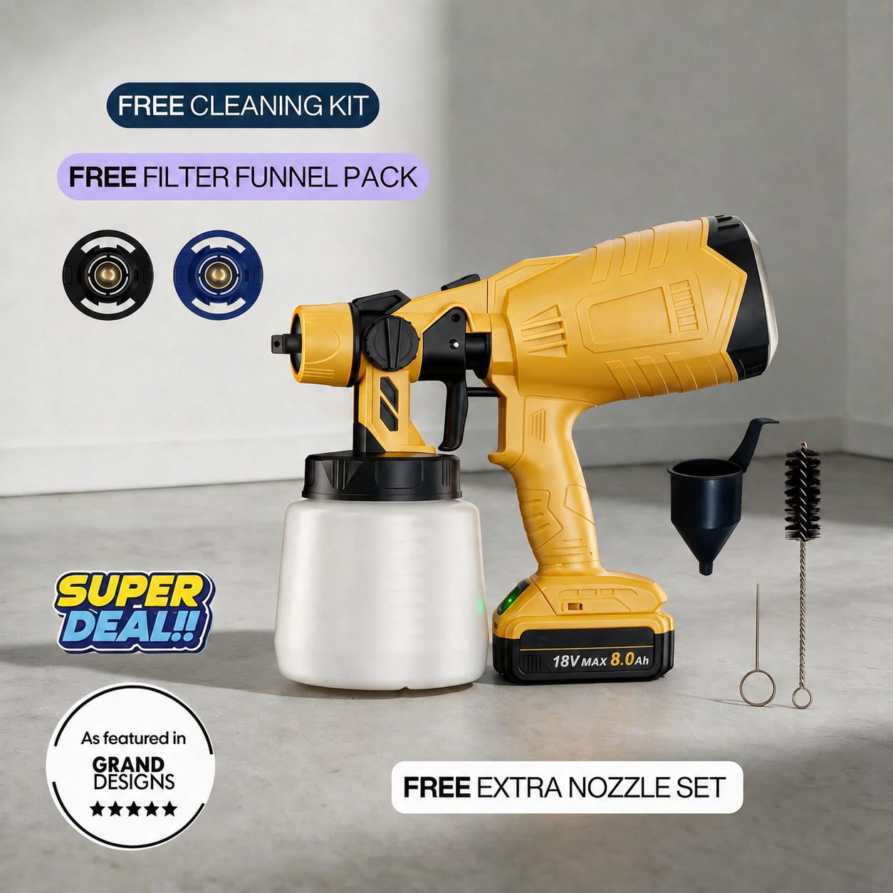 Compatible 18V Cordless Paint Sprayer – Lightweight, High-Precision HVLP