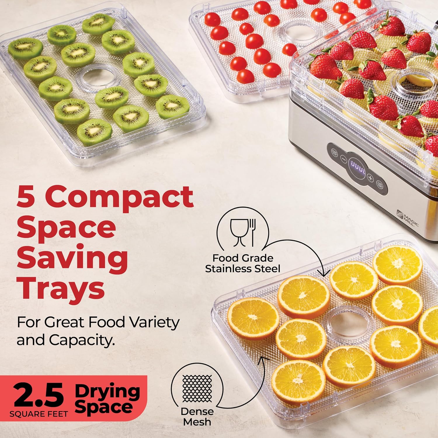 Multiple food dehydrating uses