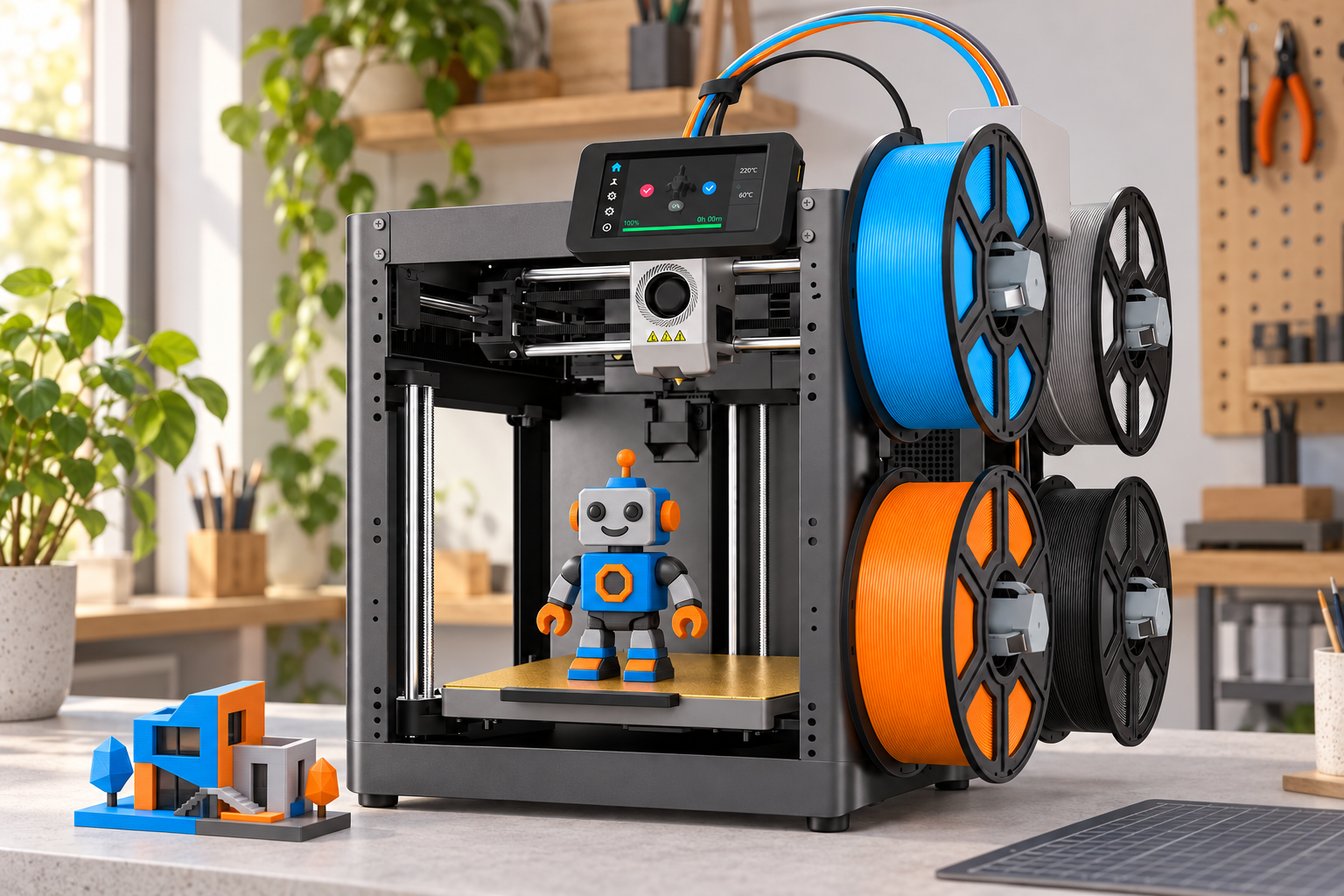 Four-colour robot and architectural project examples with the AD5X printer