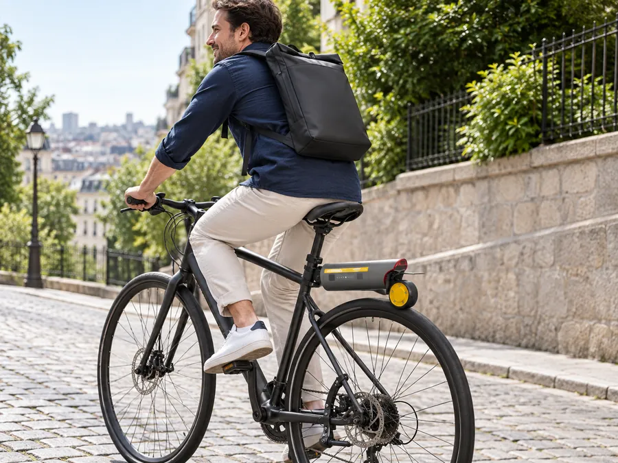 Unbranded bicycle pedal assist system in use