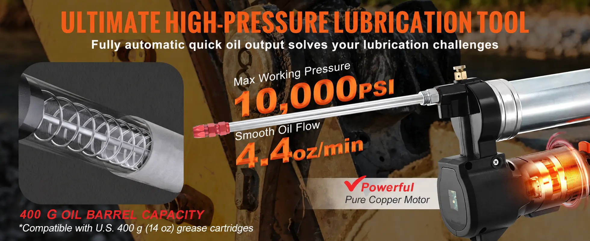 10,000 PSI cordless grease gun power and output