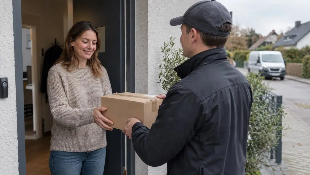 Courier delivering a parcel