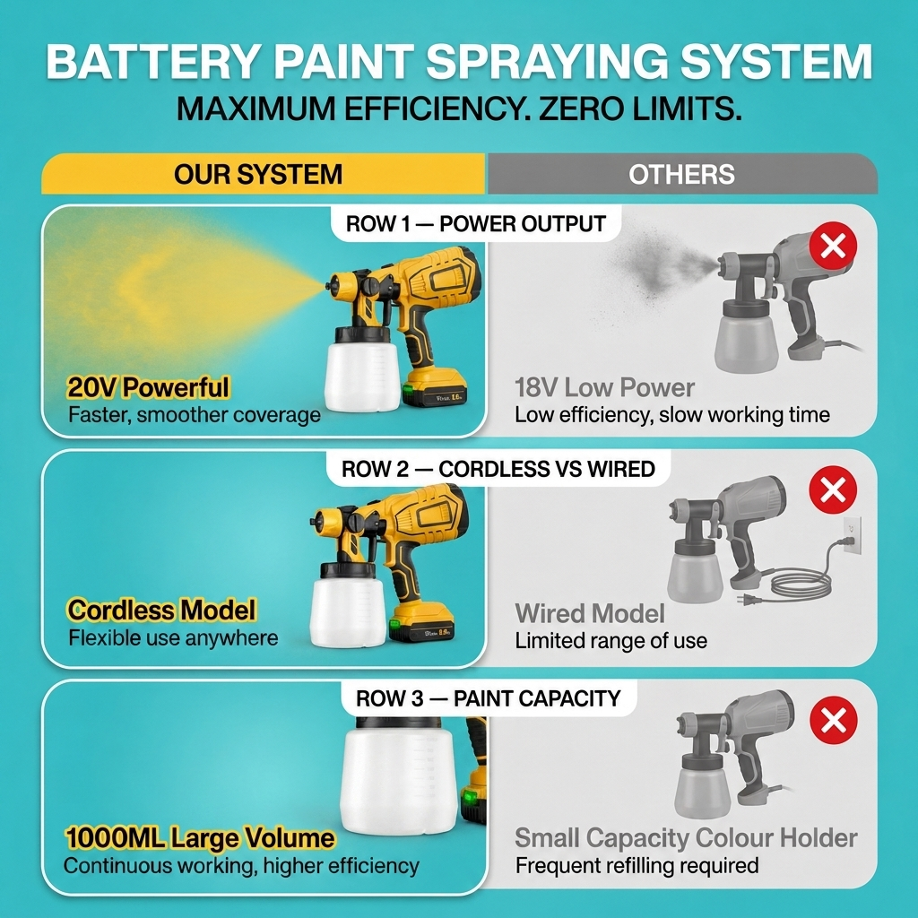 Compatible 18V Cordless Paint Sprayer – Lightweight, High-Precision HVLP