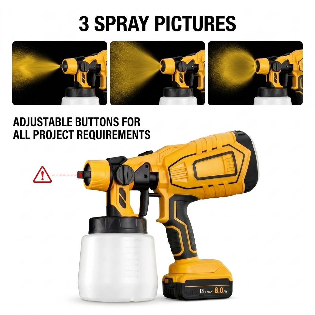 Compatible 18V Cordless Paint Sprayer – Lightweight, High-Precision HVLP