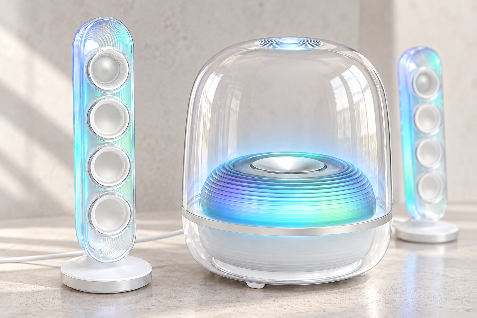 Clear dome, silver accents and satellite speaker detail
