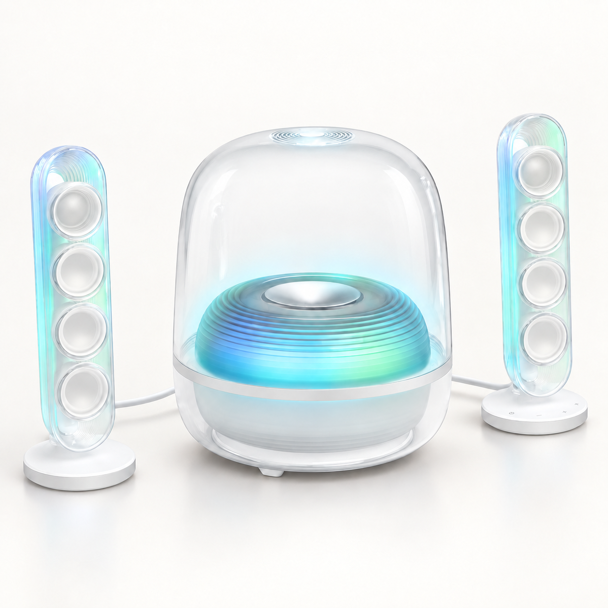 Transparent 2.1 Speaker System with Ambient Lighting & HDMI ARC