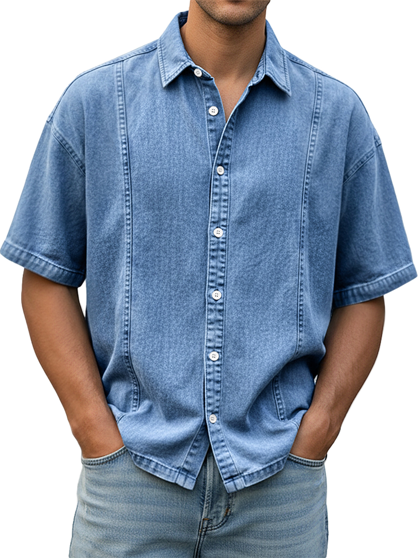 Chemise décontractée et confortable à manches courtes pour homme au design déstructuré