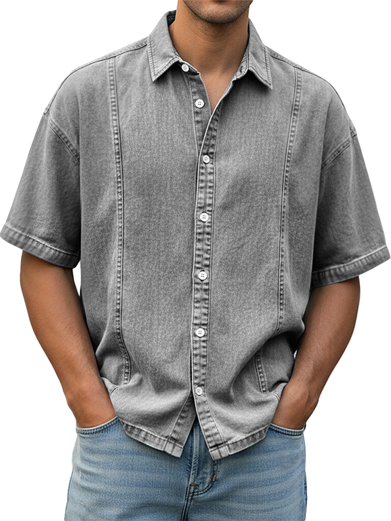 Chemise décontractée et confortable à manches courtes pour homme au design déstructuré