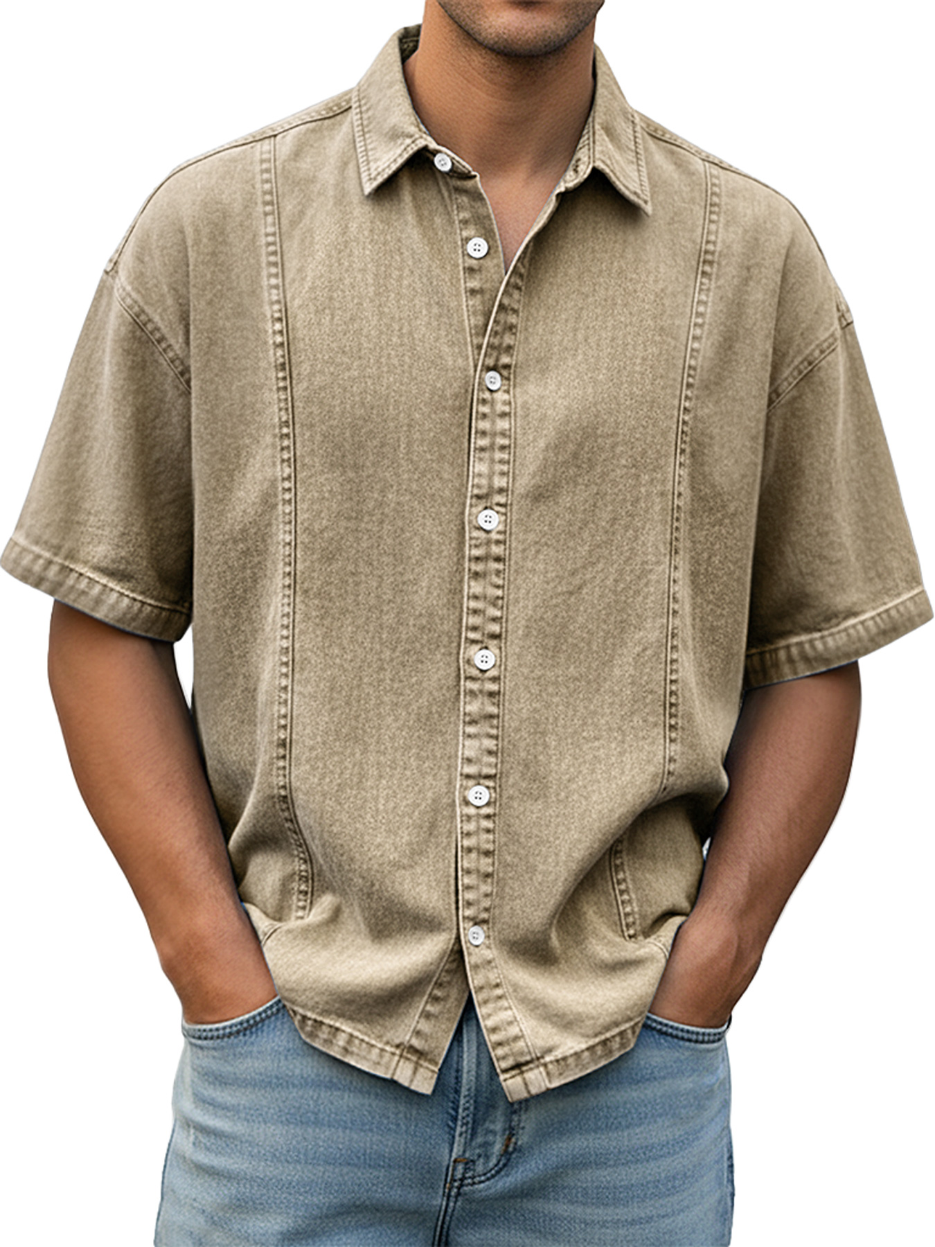 Chemise décontractée et confortable à manches courtes pour homme au design déstructuré